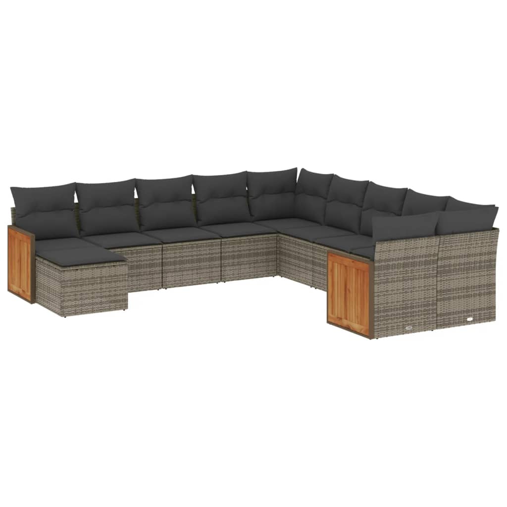 11-delige Loungeset met kussens poly rattan grijs is nu te koop bij PeponiXL, paradijselijk wonen!