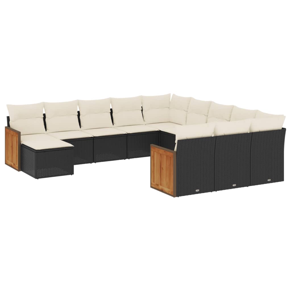 12-delige Loungeset met kussens poly rattan zwart is nu te koop bij PeponiXL, paradijselijk wonen!
