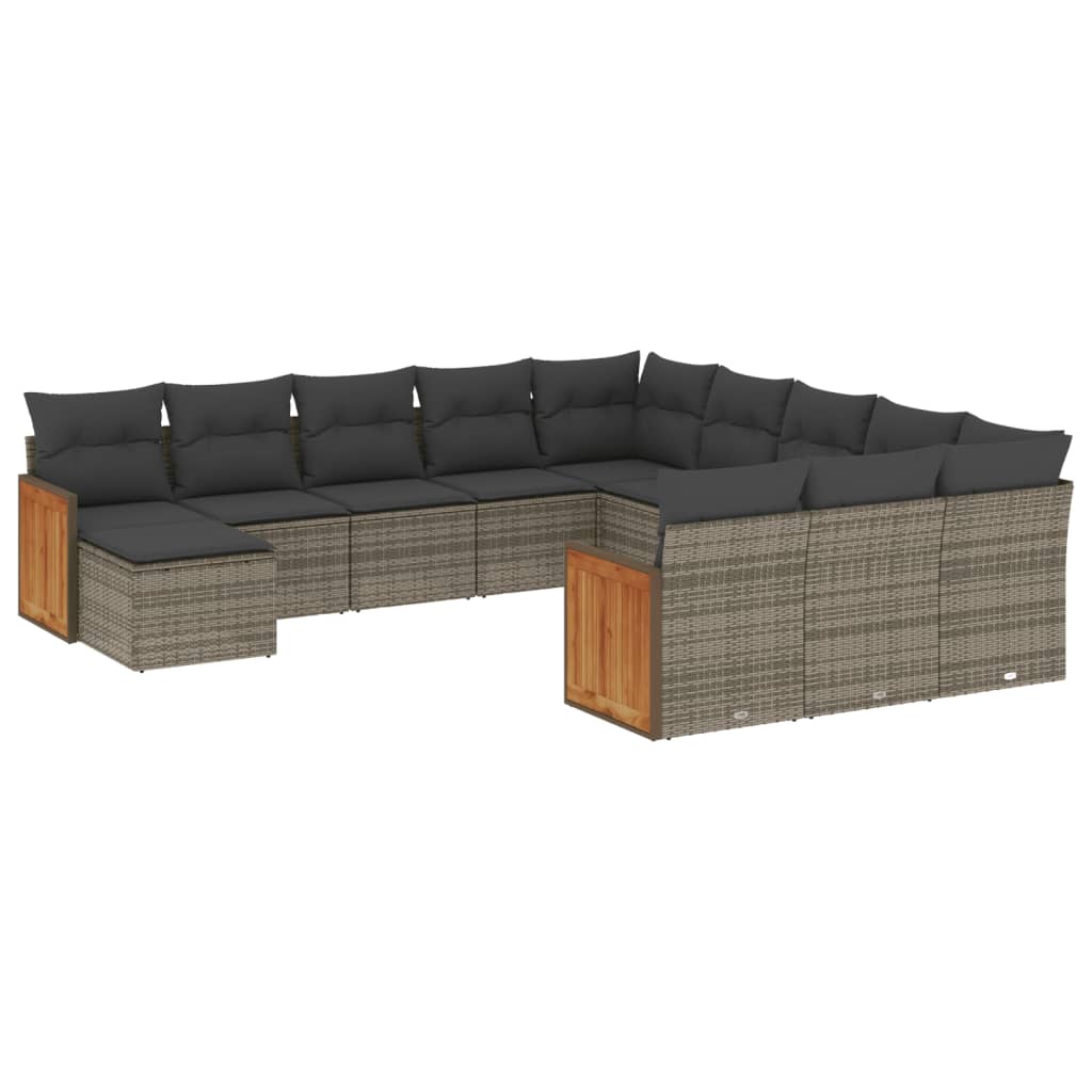 12-delige Loungeset met kussens poly rattan grijs is nu te koop bij PeponiXL, paradijselijk wonen!