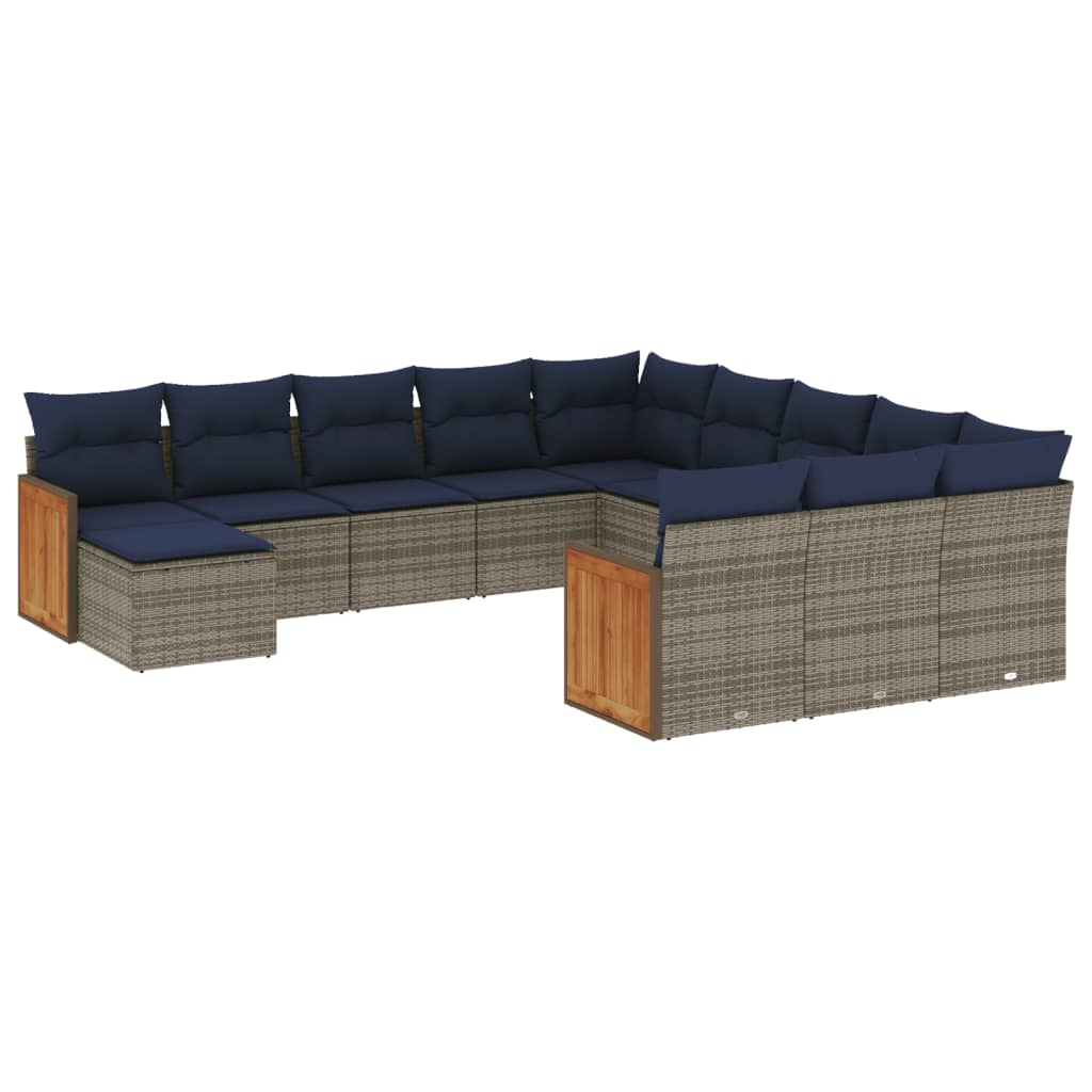 12-delige tuinbankset met kussens, grijs polyrotan is nu te koop bij PeponiXL, paradijselijk wonen!