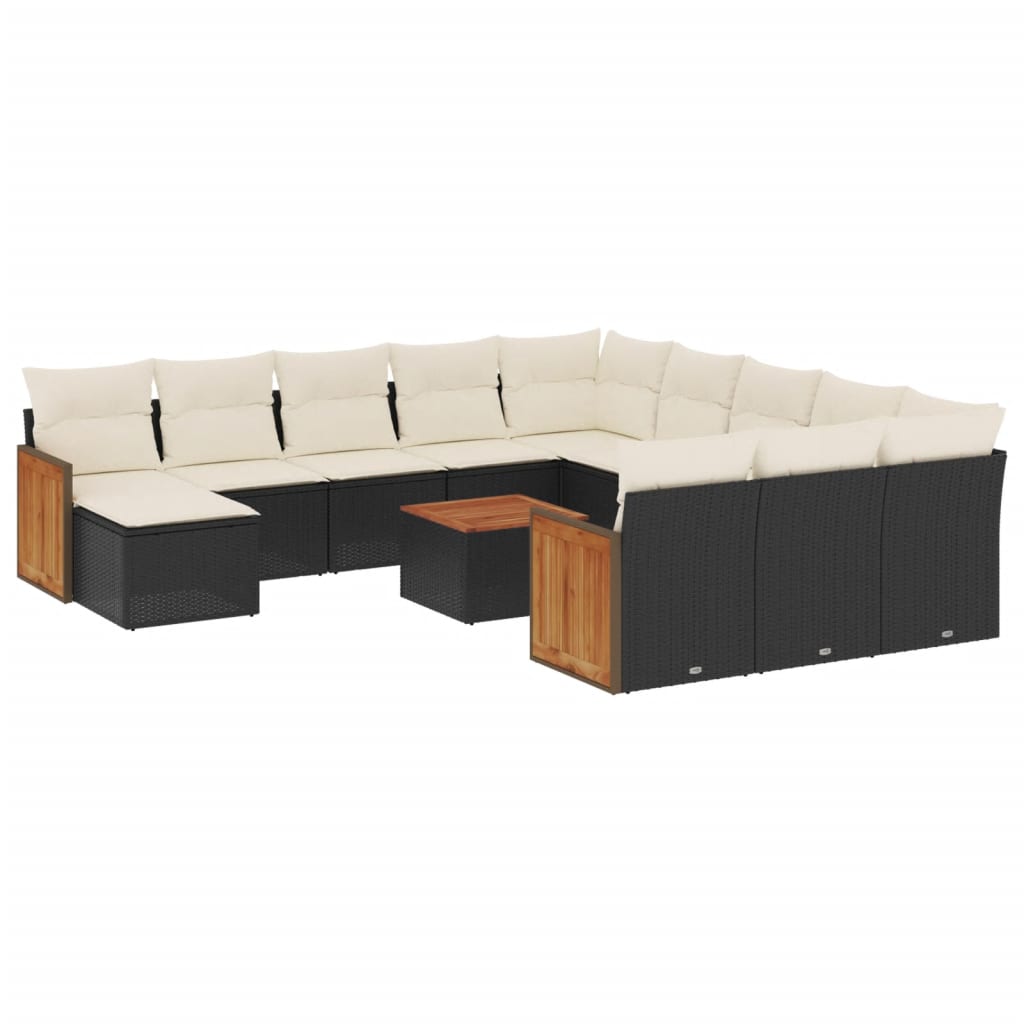 13-delige Loungeset met kussens poly rattan zwart is nu te koop bij PeponiXL, paradijselijk wonen!