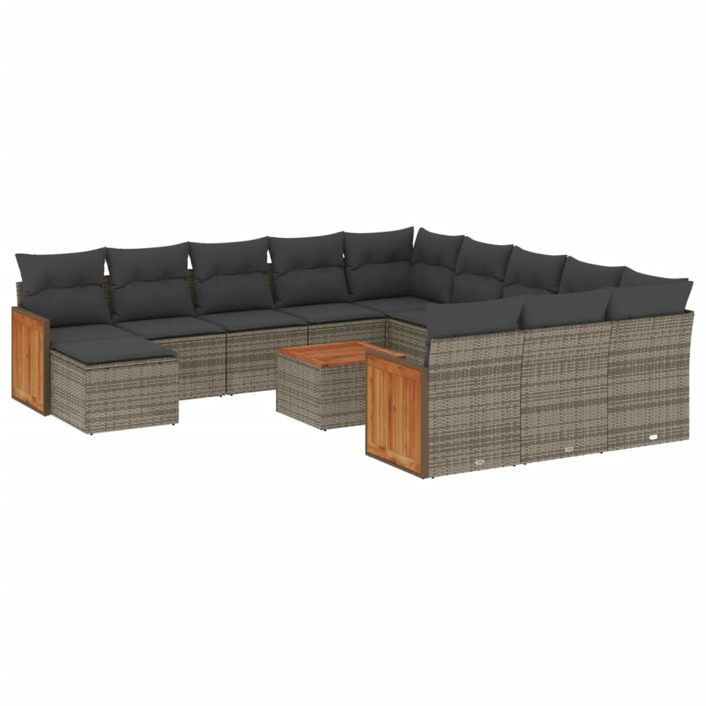 13-delige Loungeset met kussens poly rattan grijs is nu te koop bij PeponiXL, paradijselijk wonen!