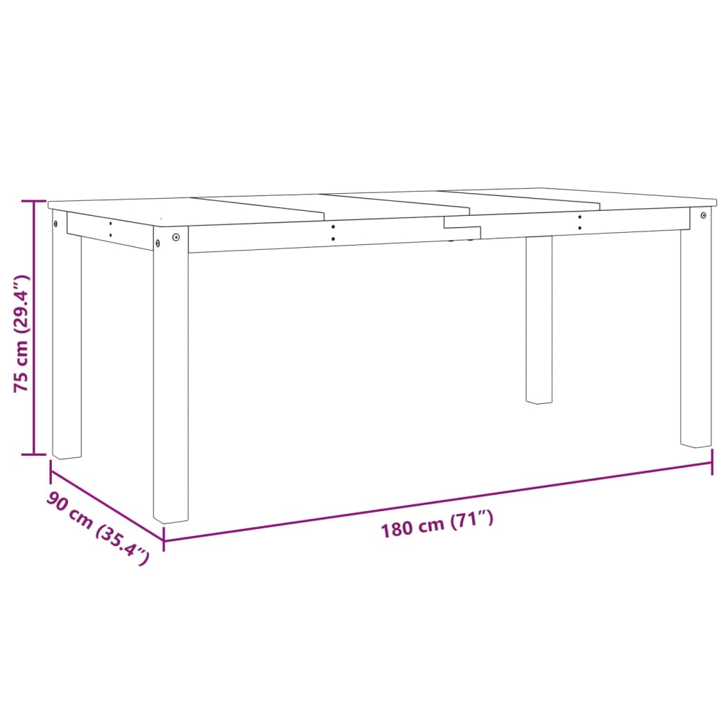 Eettafel PANAMA 180x90x75 cm massief grenenhout is nu te koop bij PeponiXL, paradijselijk wonen!