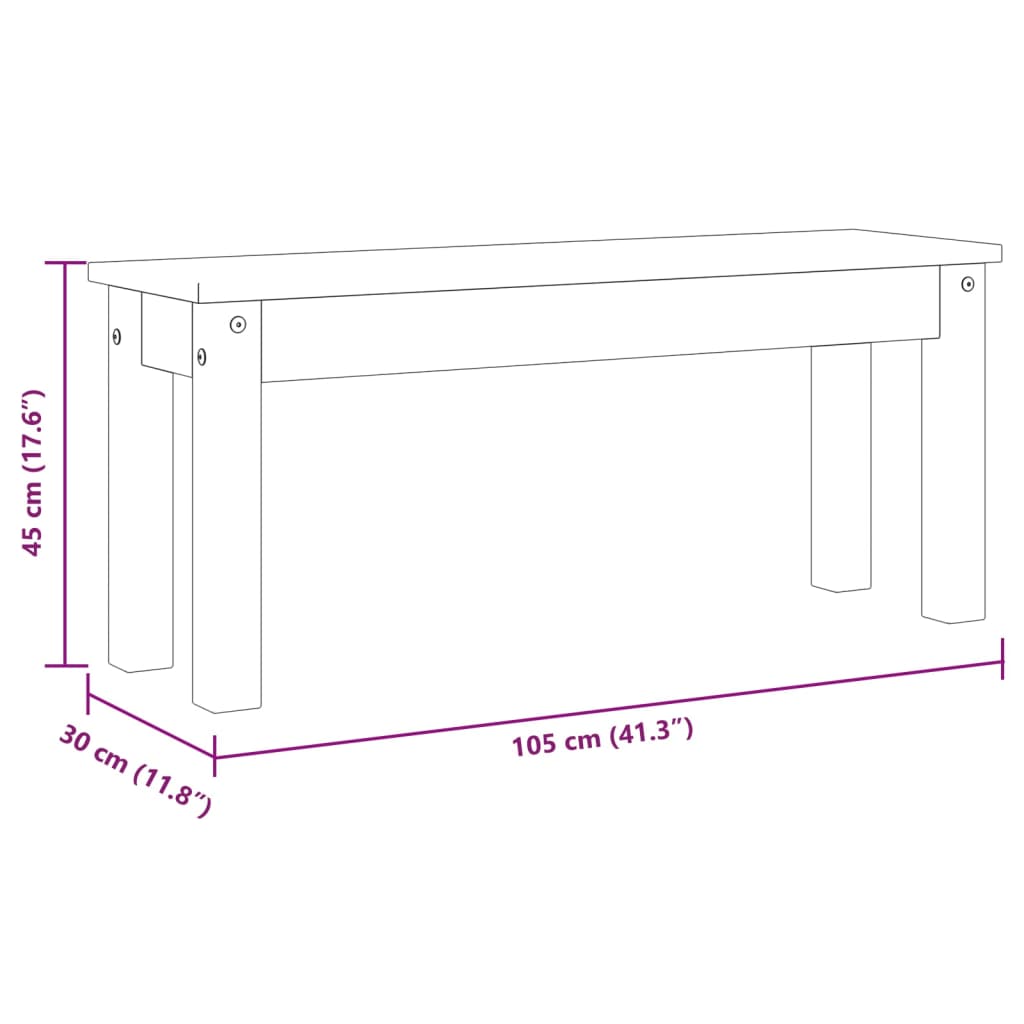 Eetkamerbank Panama 105x30x45 cm massief grenenhout is nu te koop bij PeponiXL, paradijselijk wonen!