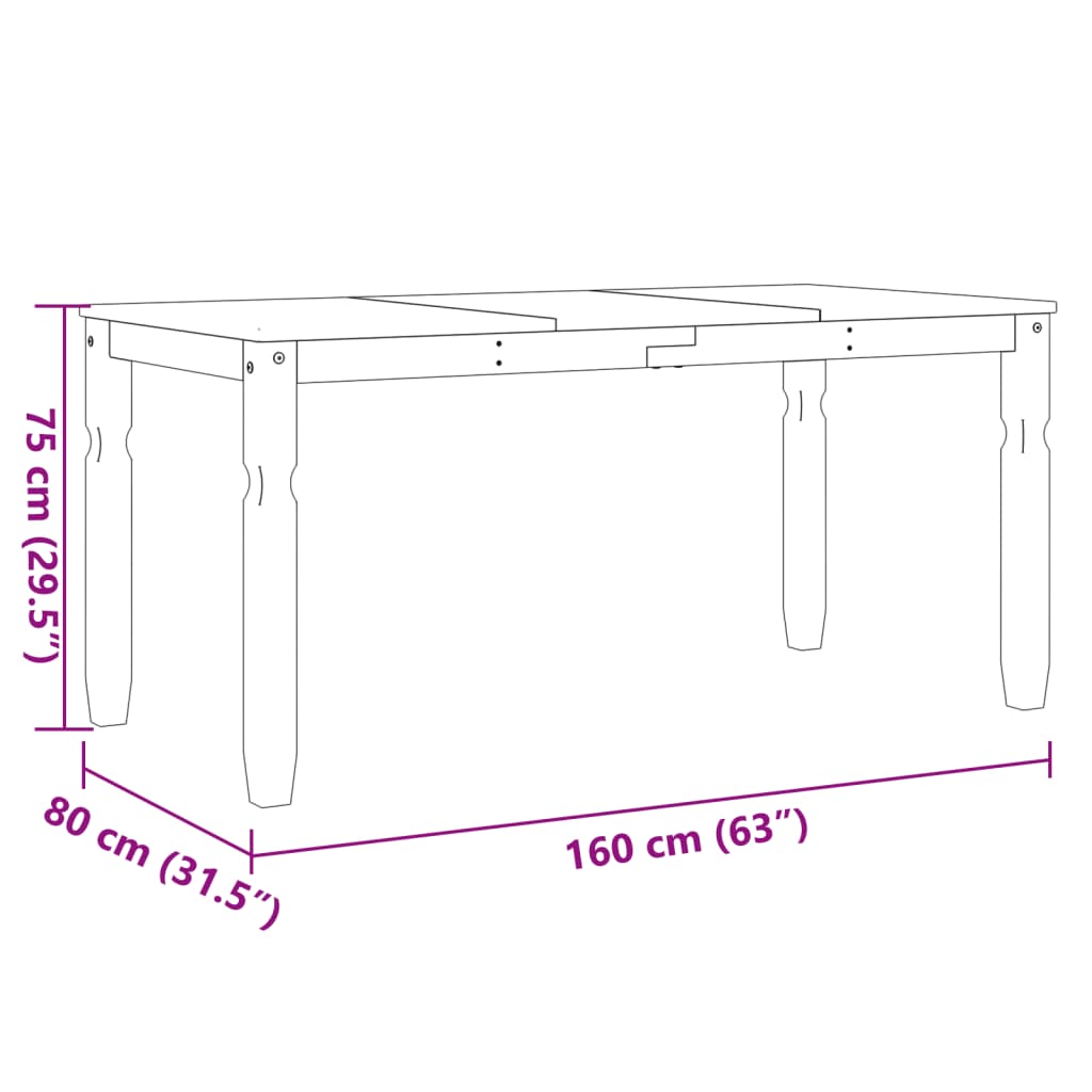 Eettafel Corona 160x80x75 cm massief grenenhout grijs is nu te koop bij PeponiXL, paradijselijk wonen!