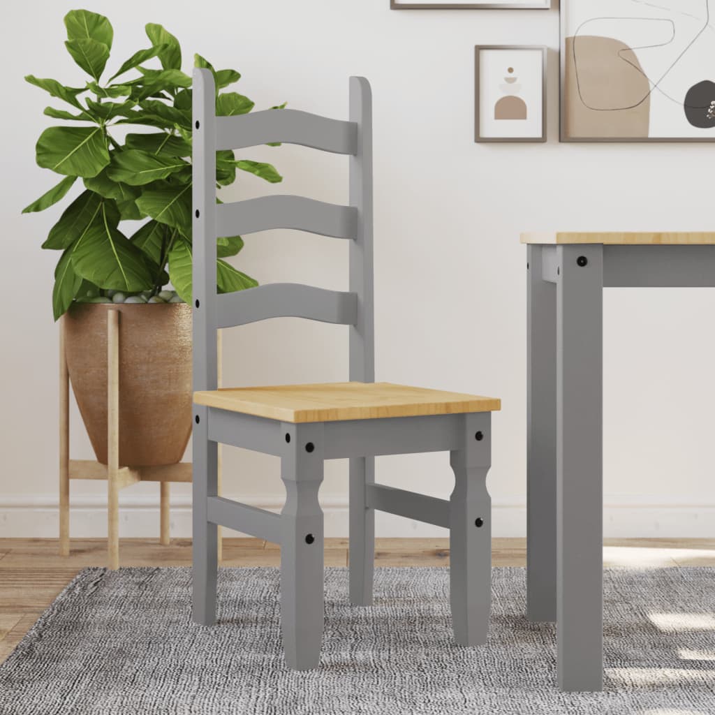 Eetkamerstoelen 2 st Corona 42x47x107 cm grenenhout grijs is nu te koop bij PeponiXL, paradijselijk wonen!