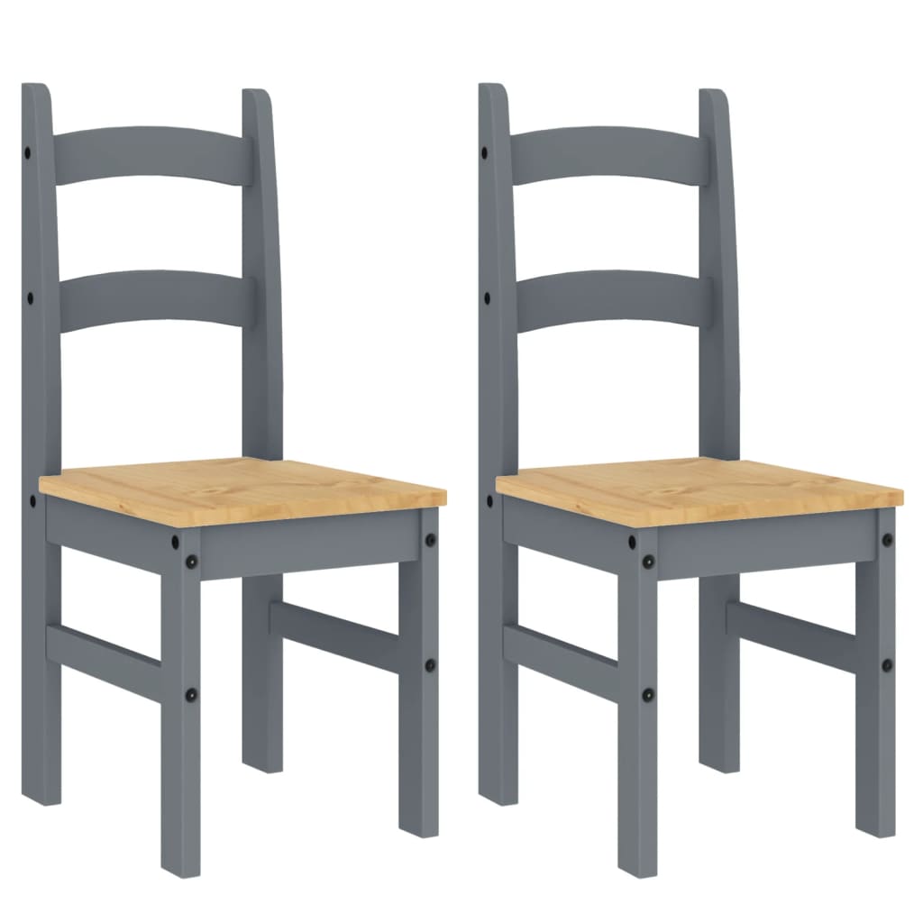 Eetkamerstoelen 2 st 40x46x99 cm massief grenenhout grijs is nu te koop bij PeponiXL, paradijselijk wonen!