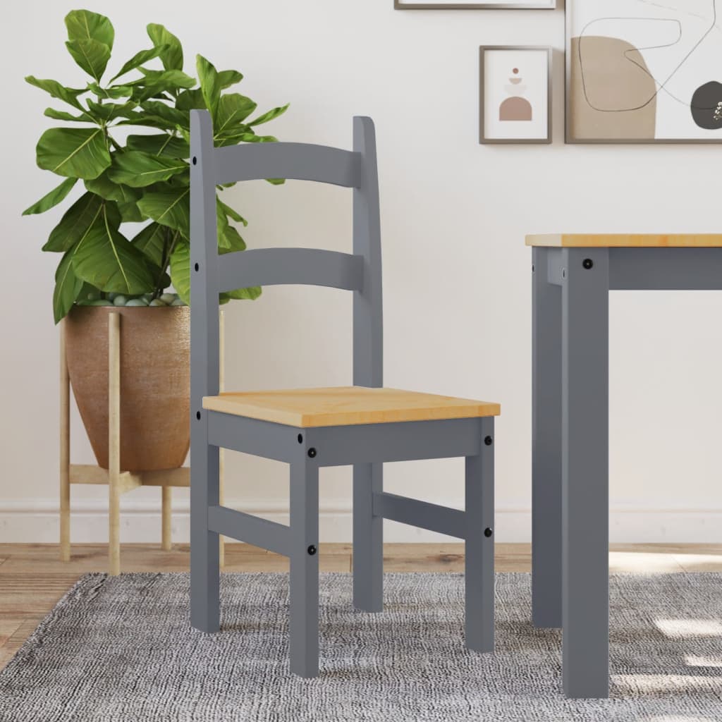 Eetkamerstoelen 2 st 40x46x99 cm massief grenenhout grijs is nu te koop bij PeponiXL, paradijselijk wonen!