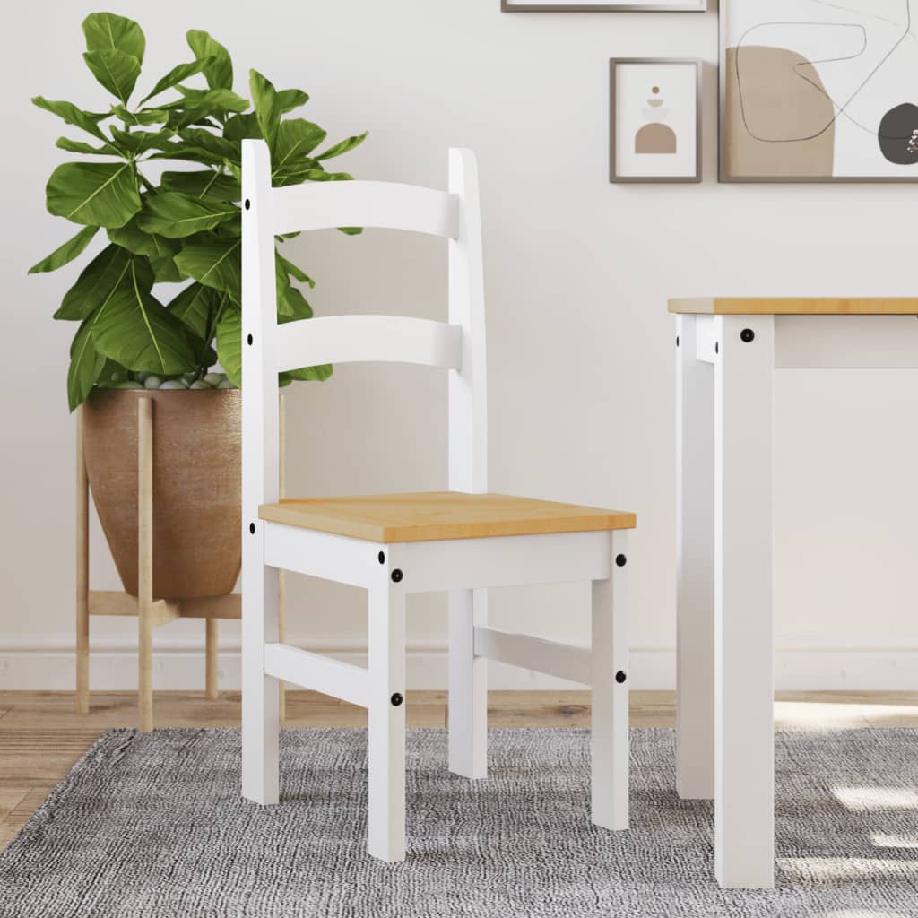 Eetkamerstoelen 2 st 40x46x99 cm massief grenenhout wit is nu te koop bij PeponiXL, paradijselijk wonen!