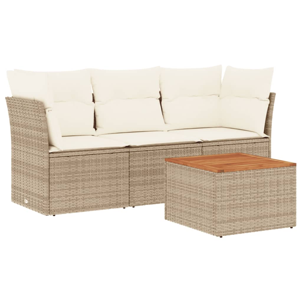 4-delige Loungeset met kussens poly rattan beige is nu te koop bij PeponiXL, paradijselijk wonen!