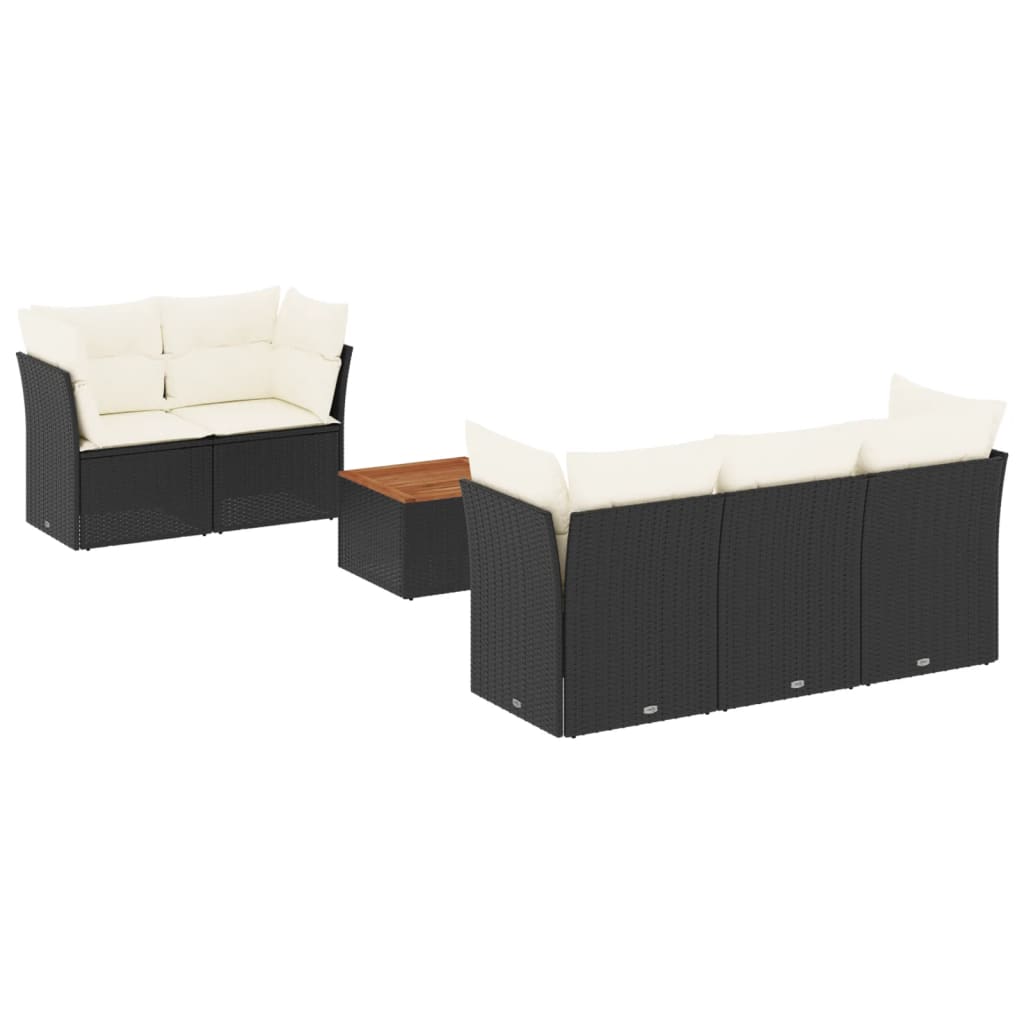 6-delige Loungeset met kussens poly rattan zwart is nu te koop bij PeponiXL, paradijselijk wonen!