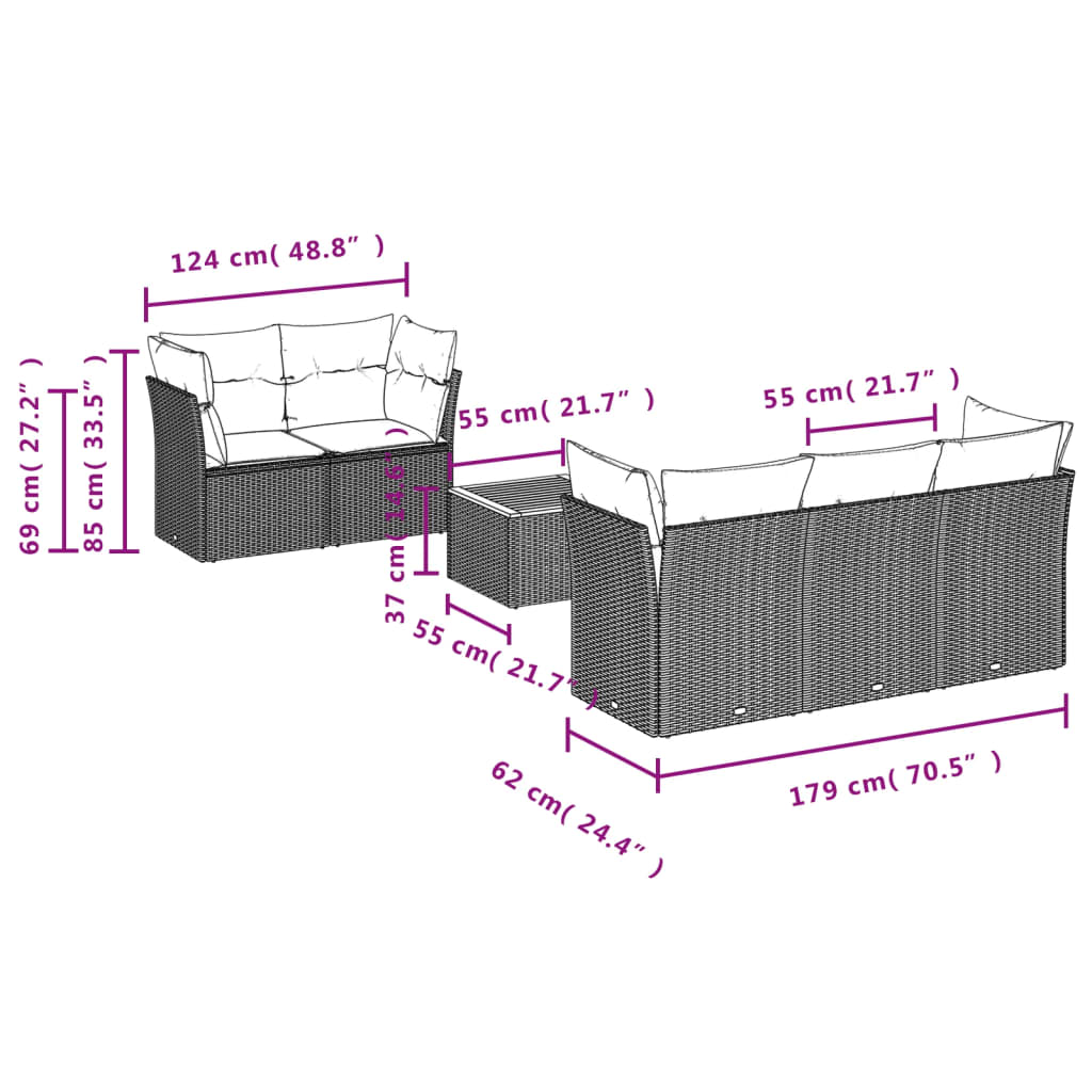6-delige Loungeset met kussens poly rattan zwart is nu te koop bij PeponiXL, paradijselijk wonen!