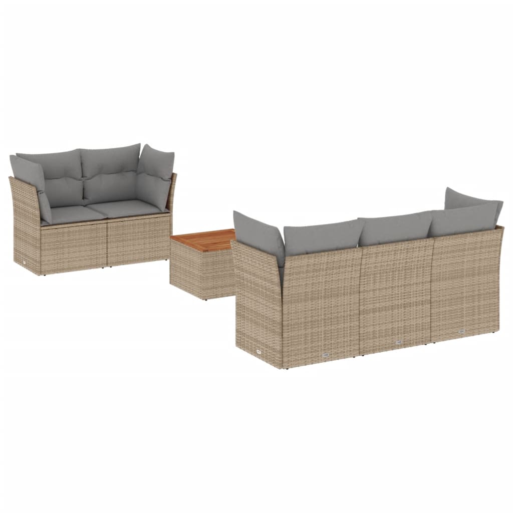 6-delige Loungeset met kussens poly rattan beige is nu te koop bij PeponiXL, paradijselijk wonen!