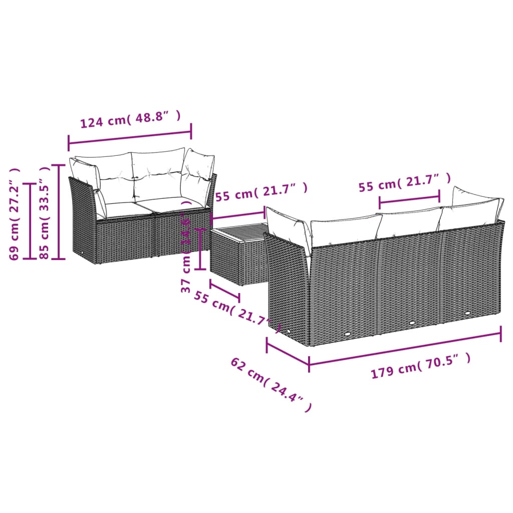 6-delige Loungeset met kussens poly rattan beige is nu te koop bij PeponiXL, paradijselijk wonen!