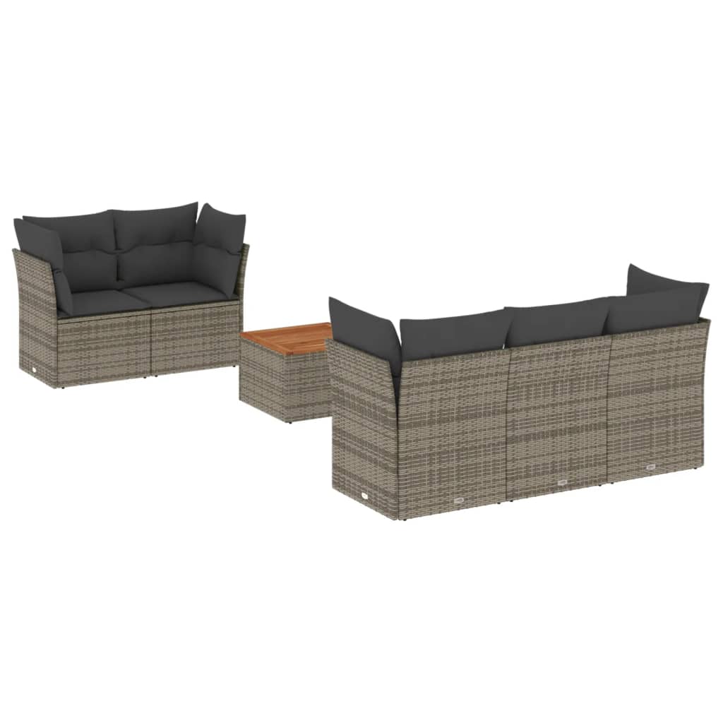 6-delige Loungeset met kussens poly rattan grijs is nu te koop bij PeponiXL, paradijselijk wonen!
