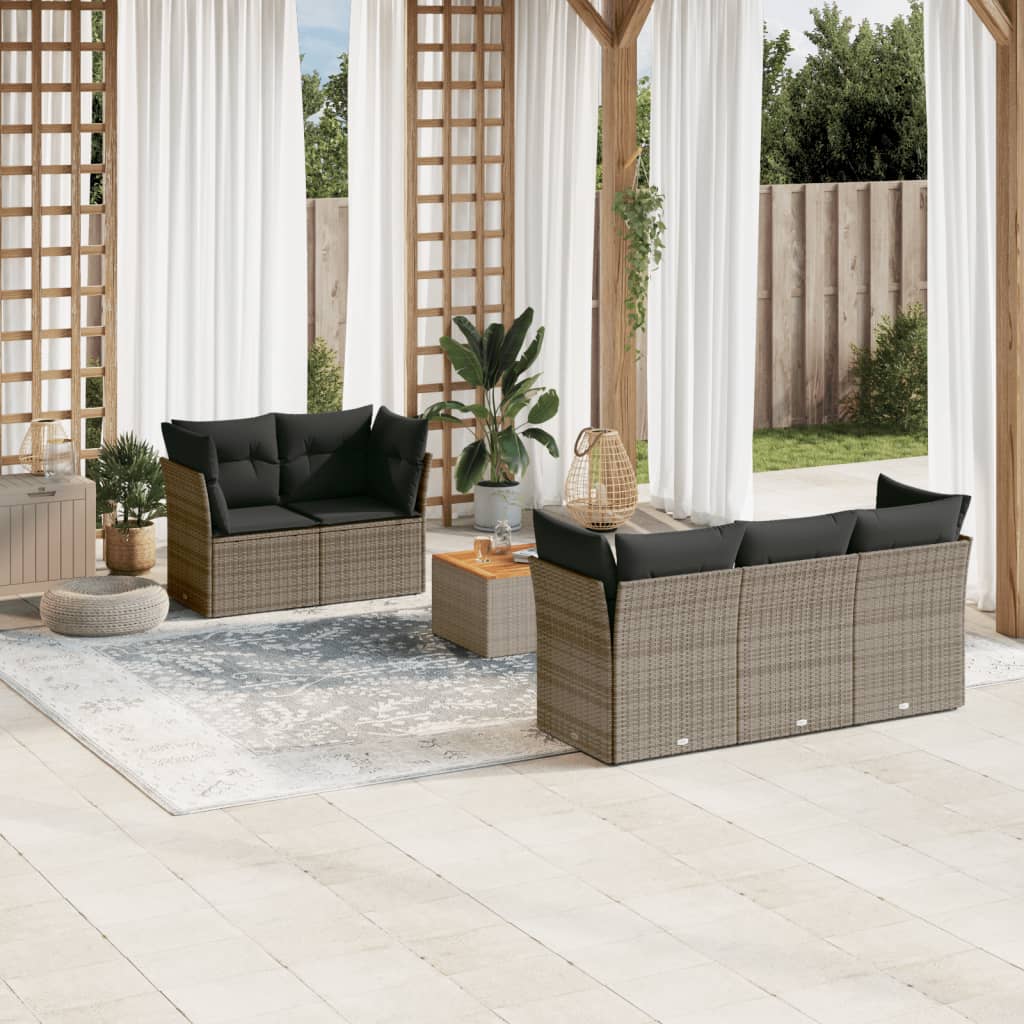 6-delige Loungeset met kussens poly rattan grijs is nu te koop bij PeponiXL, paradijselijk wonen!