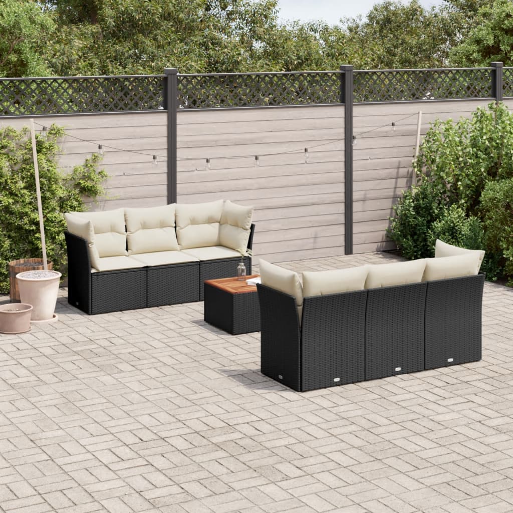 7-delige Loungeset met kussens poly rattan zwart is nu te koop bij PeponiXL, paradijselijk wonen!