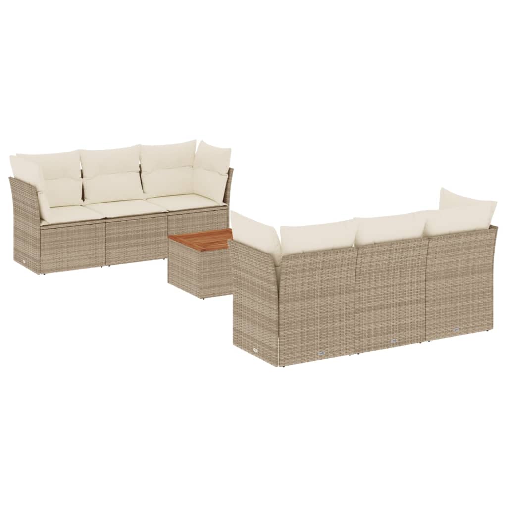 7-delige Loungeset met kussens poly rattan beige is nu te koop bij PeponiXL, paradijselijk wonen!