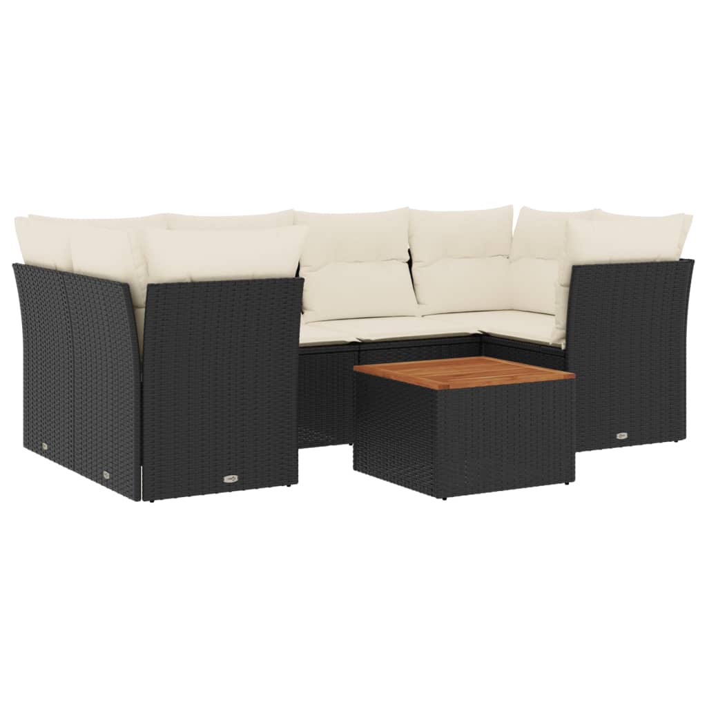 7-delige Loungeset met kussens poly rattan zwart is nu te koop bij PeponiXL, paradijselijk wonen!