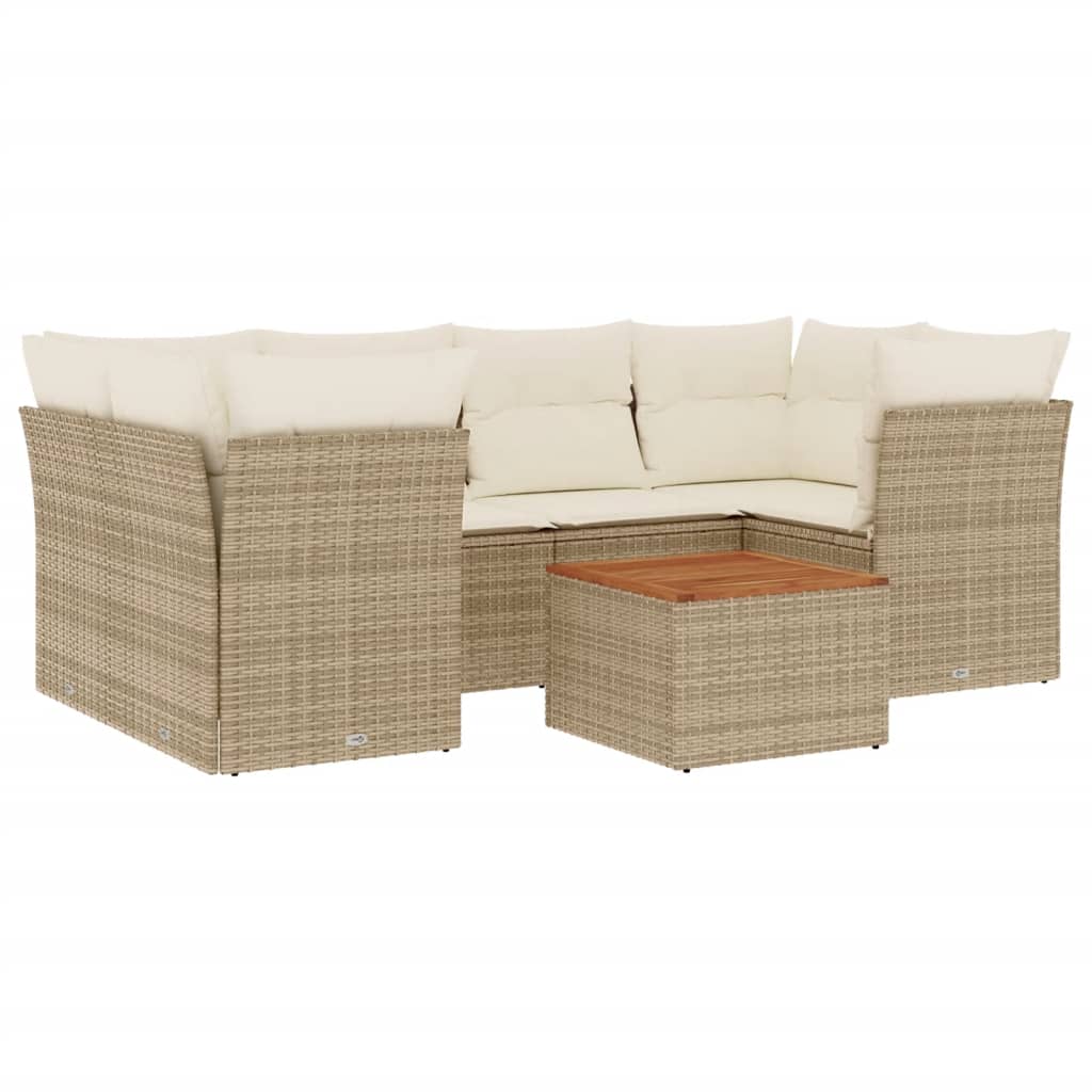 7-delige Loungeset met kussens poly rattan beige is nu te koop bij PeponiXL, paradijselijk wonen!