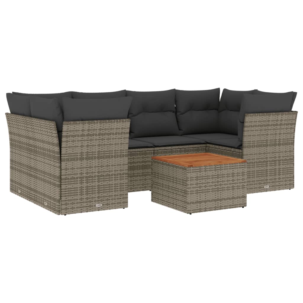 7-delige Loungeset met kussens poly rattan grijs is nu te koop bij PeponiXL, paradijselijk wonen!