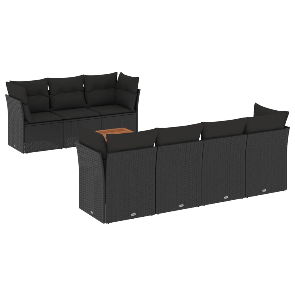 8-delige Loungeset met kussens poly rattan zwart is nu te koop bij PeponiXL, paradijselijk wonen!