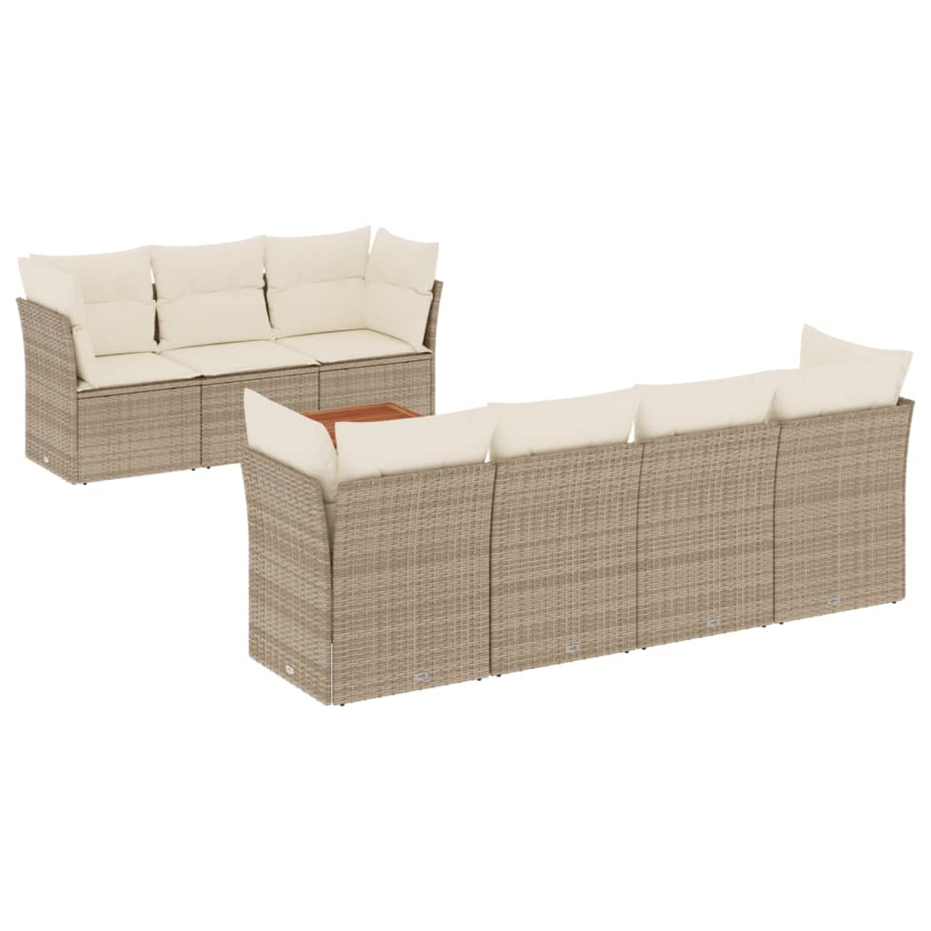 8-delige Loungeset met kussens poly rattan beige is nu te koop bij PeponiXL, paradijselijk wonen!