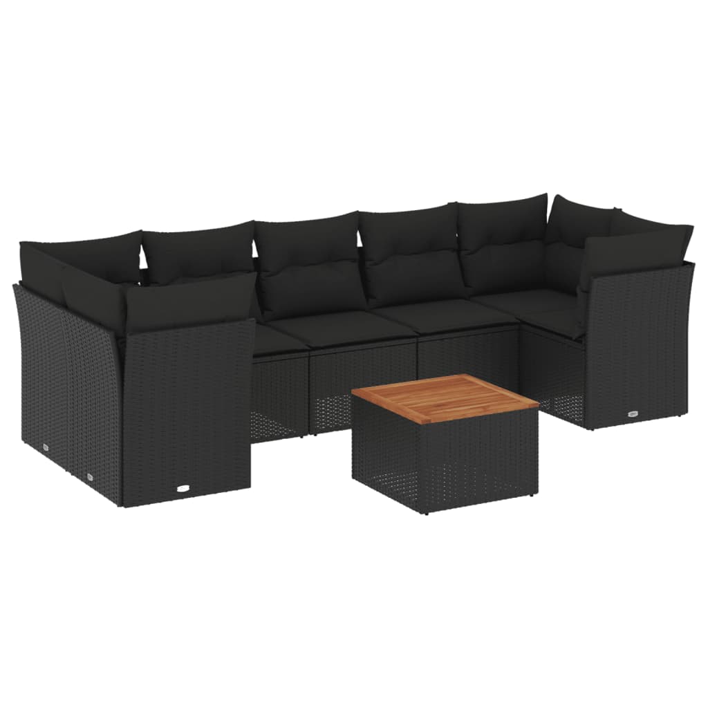 8-delige Loungeset met kussens poly rattan zwart is nu te koop bij PeponiXL, paradijselijk wonen!