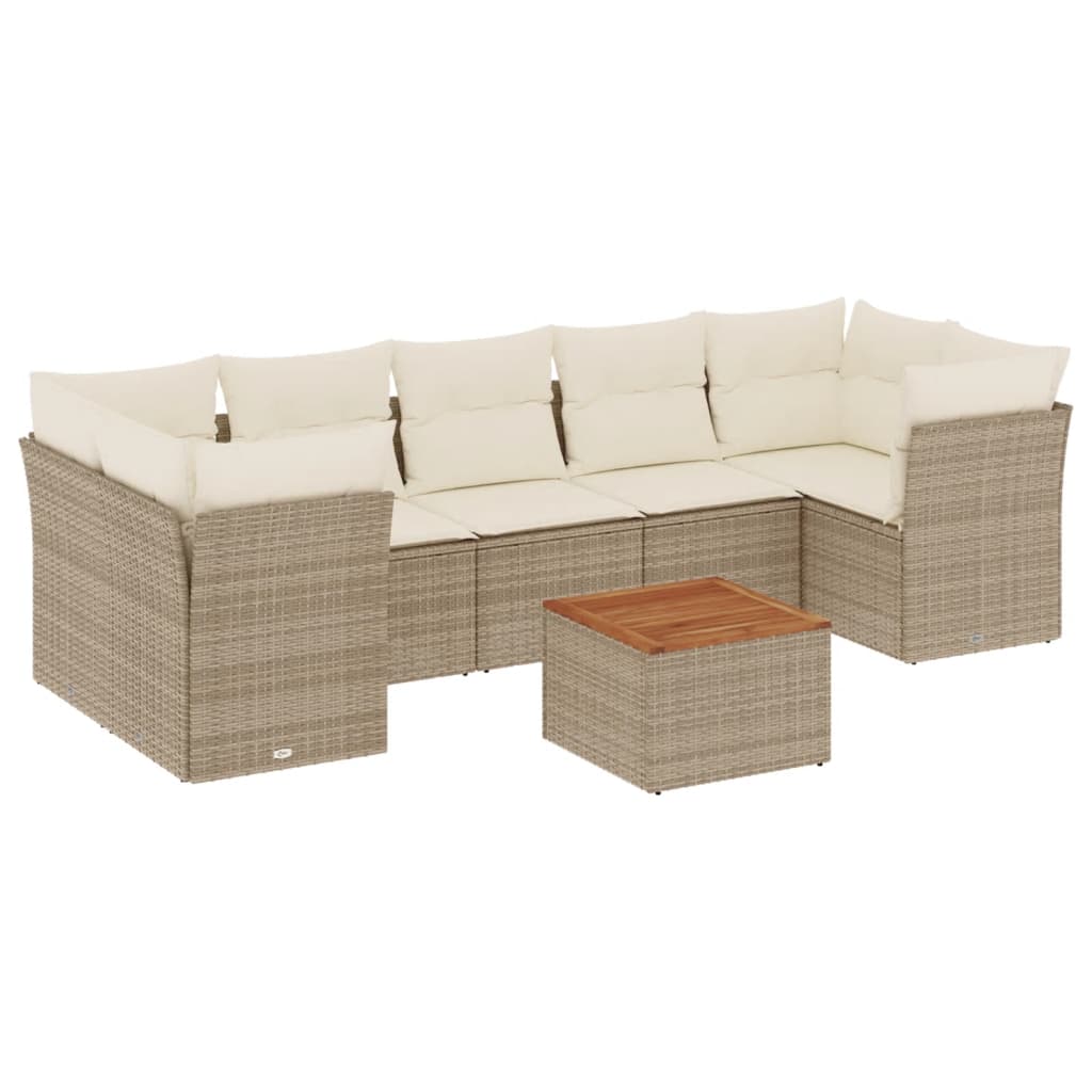 8-delige Loungeset met kussens poly rattan beige is nu te koop bij PeponiXL, paradijselijk wonen!