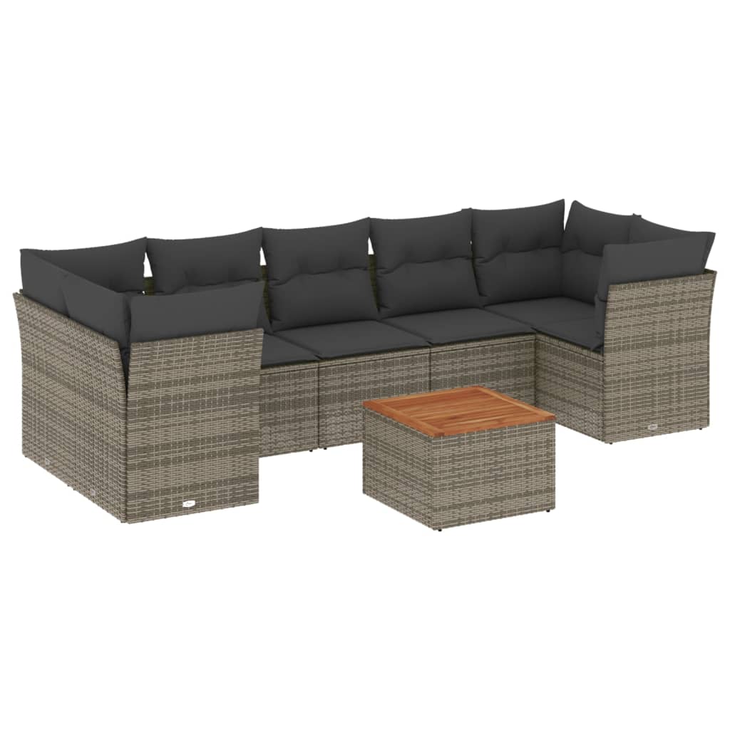 8-delige Loungeset met kussens poly rattan grijs is nu te koop bij PeponiXL, paradijselijk wonen!