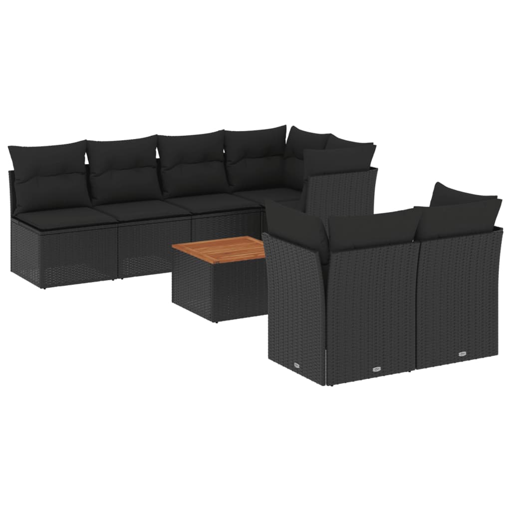 8-delige Loungeset met kussens poly rattan zwart is nu te koop bij PeponiXL, paradijselijk wonen!