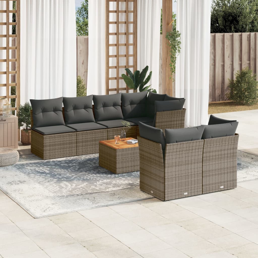 8-delige Loungeset met kussens poly rattan grijs is nu te koop bij PeponiXL, paradijselijk wonen!