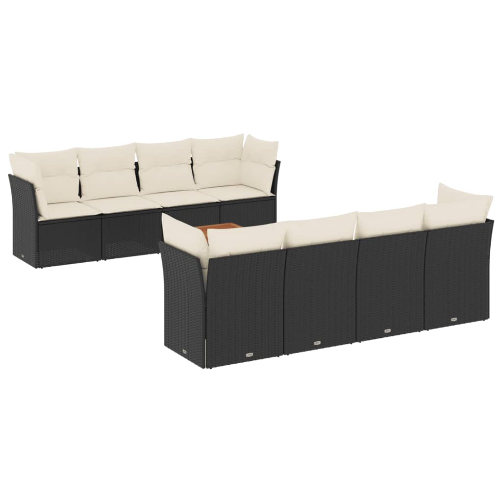 9-delige Loungeset met kussens poly rattan zwart is nu te koop bij PeponiXL, paradijselijk wonen!