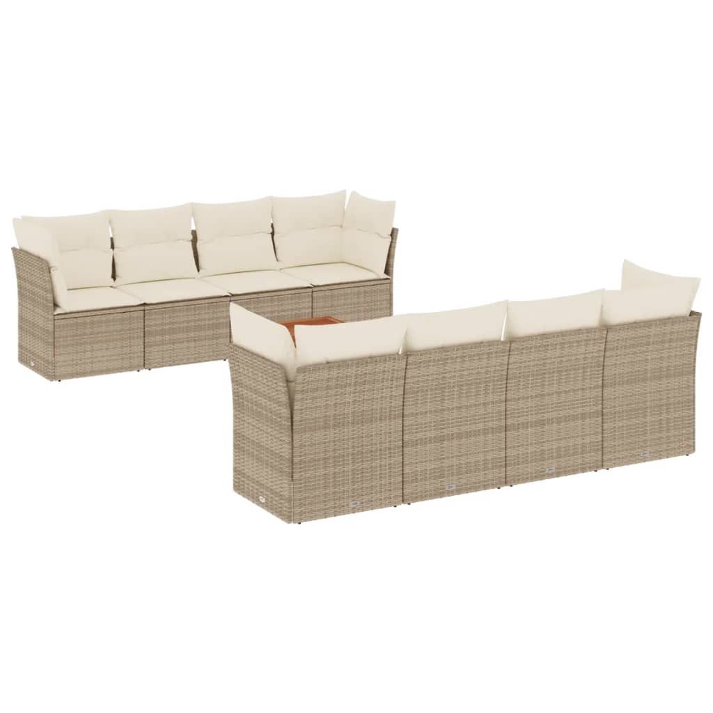 9-delige Loungeset met kussens poly rattan beige is nu te koop bij PeponiXL, paradijselijk wonen!