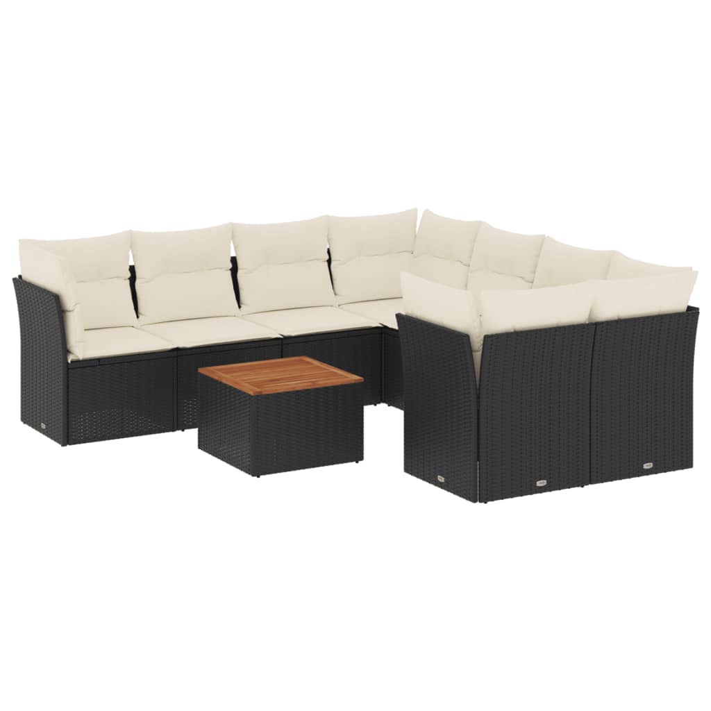 9-delige Loungeset met kussens poly rattan zwart is nu te koop bij PeponiXL, paradijselijk wonen!