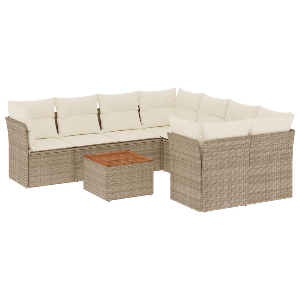 9-delige Loungeset met kussens poly rattan beige is nu te koop bij PeponiXL, paradijselijk wonen!