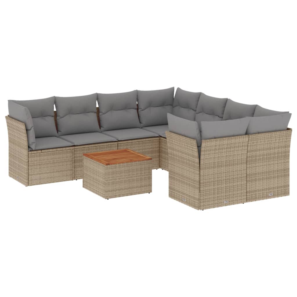 9-delige Loungeset met kussens poly rattan beige is nu te koop bij PeponiXL, paradijselijk wonen!