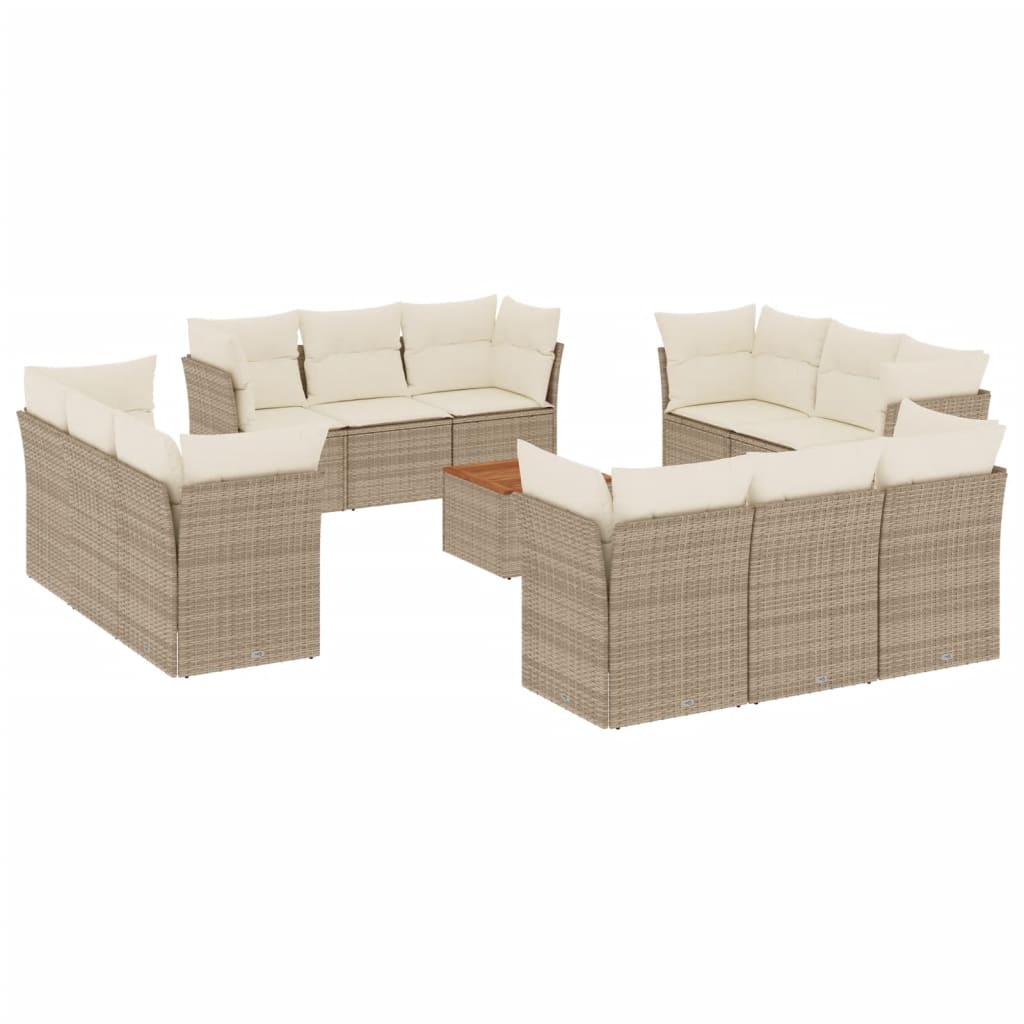 13-delige Loungeset met kussens poly rattan beige is nu te koop bij PeponiXL, paradijselijk wonen!