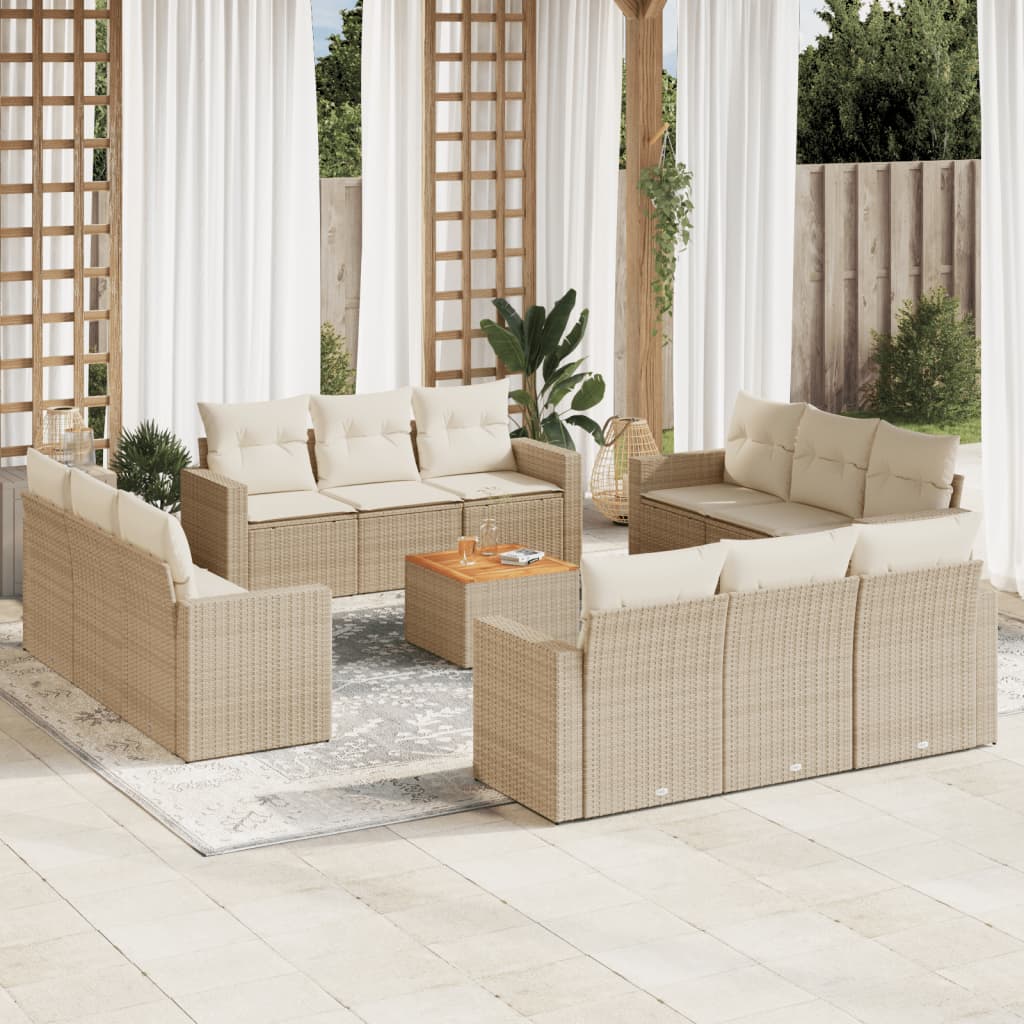 13-delige Loungeset met kussens poly rattan beige is nu te koop bij PeponiXL, paradijselijk wonen!