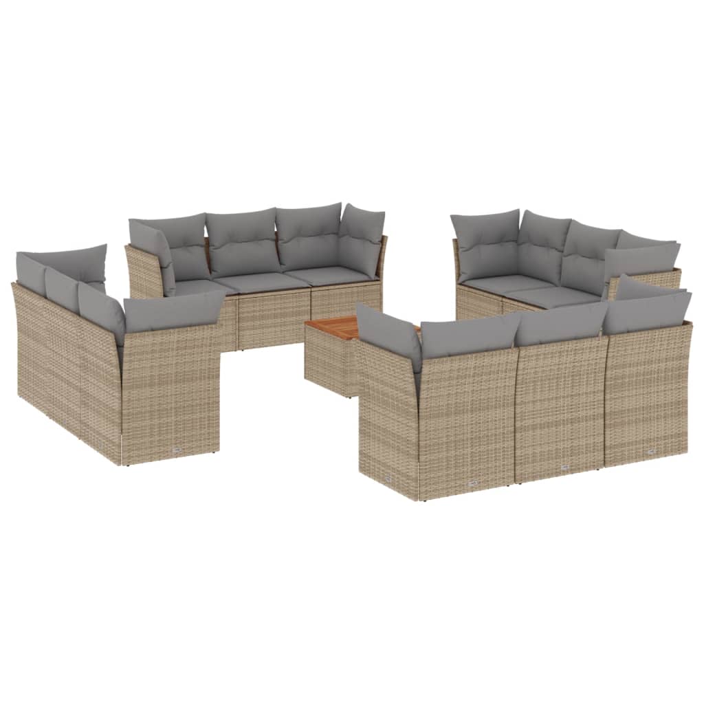 13-delige Loungeset met kussens poly rattan beige is nu te koop bij PeponiXL, paradijselijk wonen!