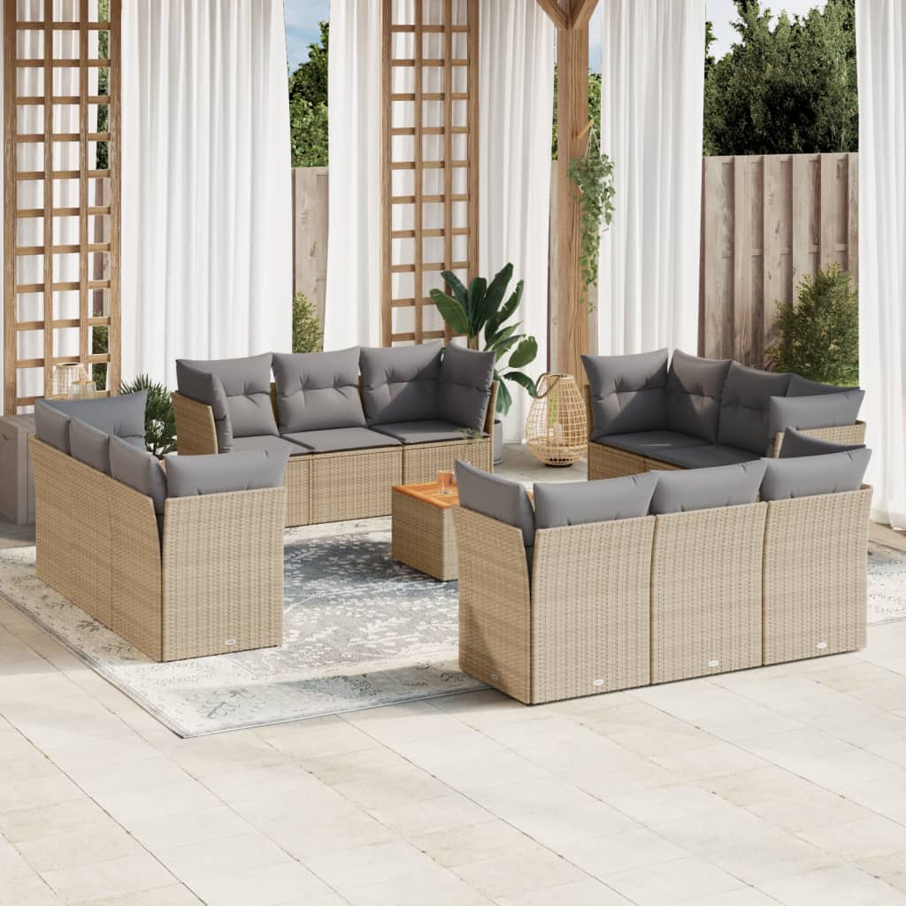13-delige Loungeset met kussens poly rattan beige is nu te koop bij PeponiXL, paradijselijk wonen!