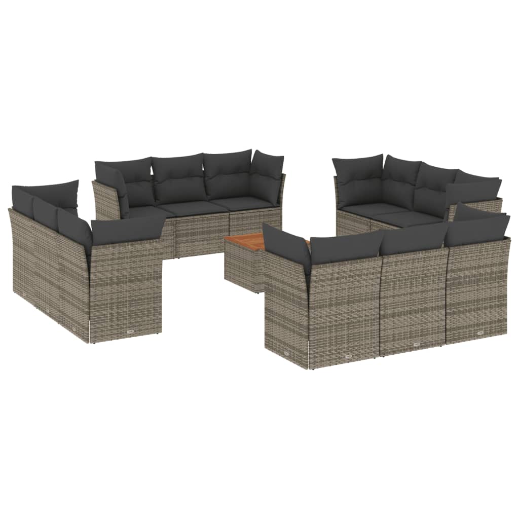 13-delige Loungeset met kussens poly rattan grijs is nu te koop bij PeponiXL, paradijselijk wonen!