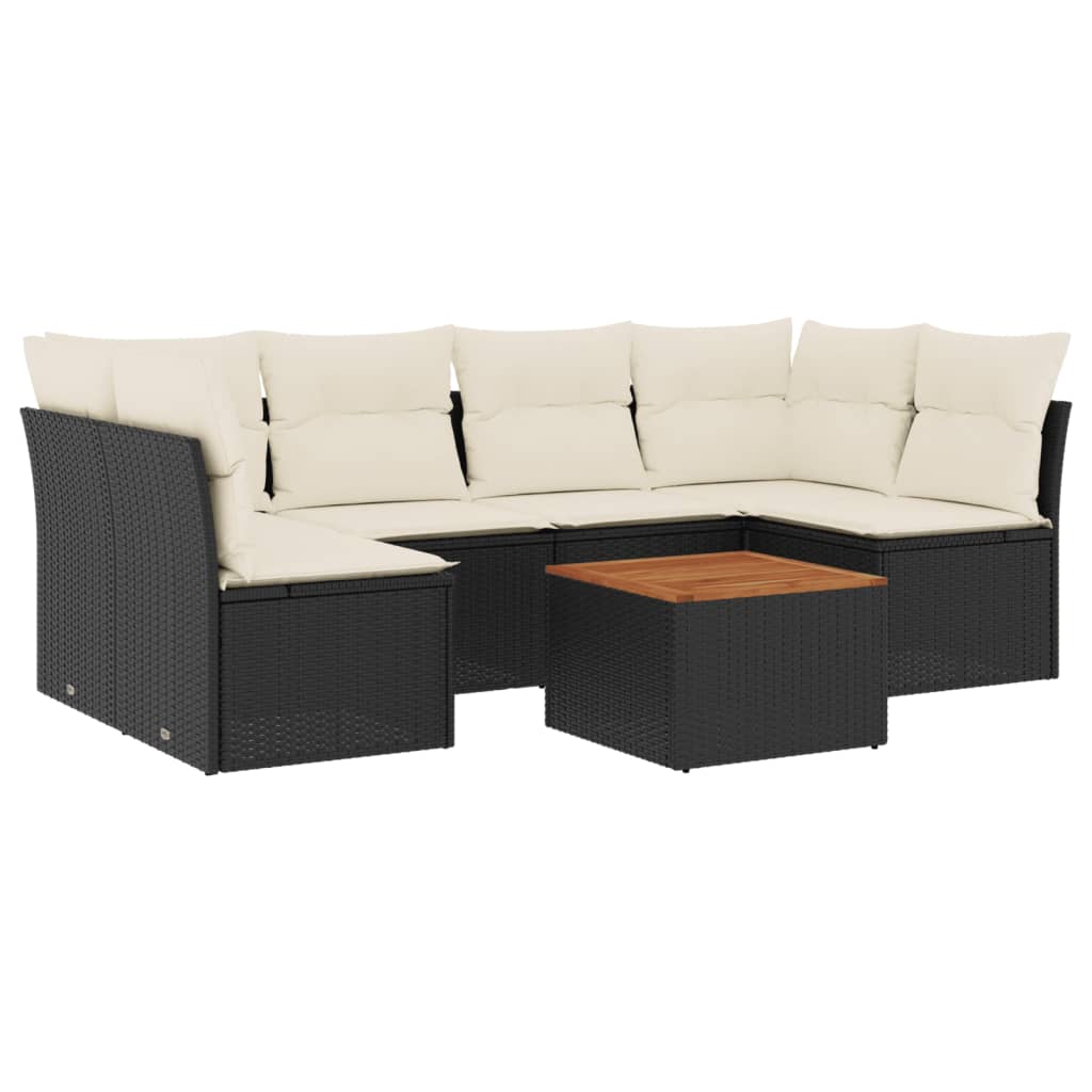7-delige Loungeset met kussens poly rattan zwart is nu te koop bij PeponiXL, paradijselijk wonen!