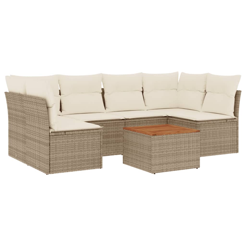 7-delige Loungeset met kussens poly rattan beige is nu te koop bij PeponiXL, paradijselijk wonen!