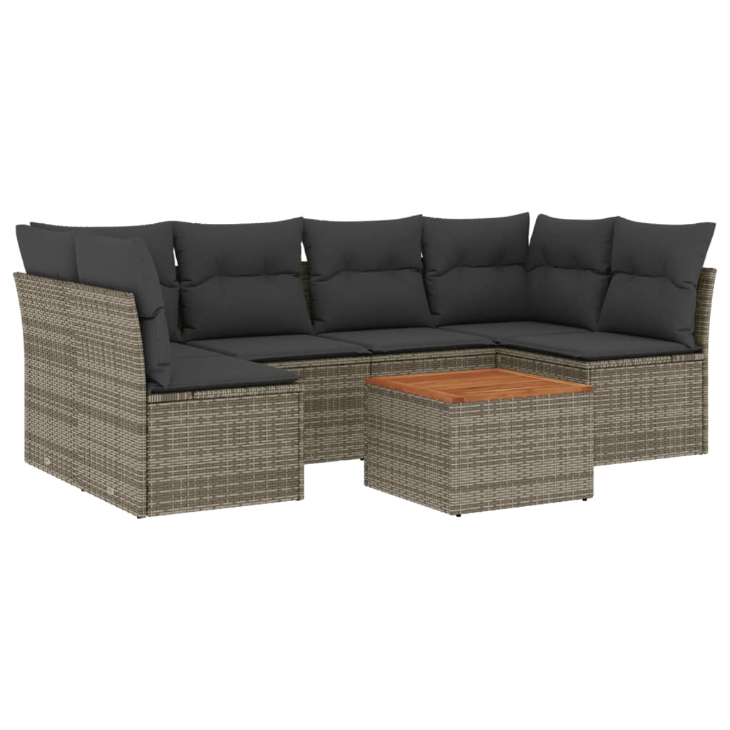 7-delige Loungeset met kussens poly rattan grijs is nu te koop bij PeponiXL, paradijselijk wonen!