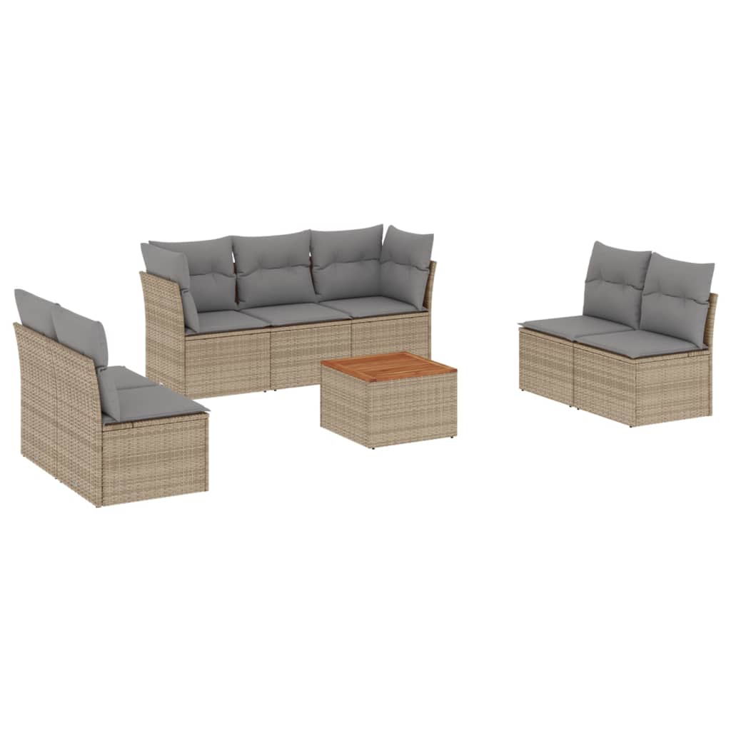 8-delige Loungeset met kussens poly rattan beige is nu te koop bij PeponiXL, paradijselijk wonen!