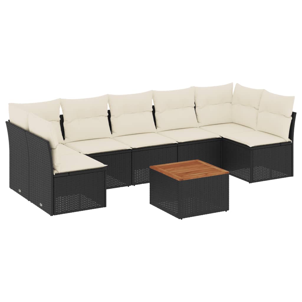 8-delige Loungeset met kussens poly rattan zwart is nu te koop bij PeponiXL, paradijselijk wonen!