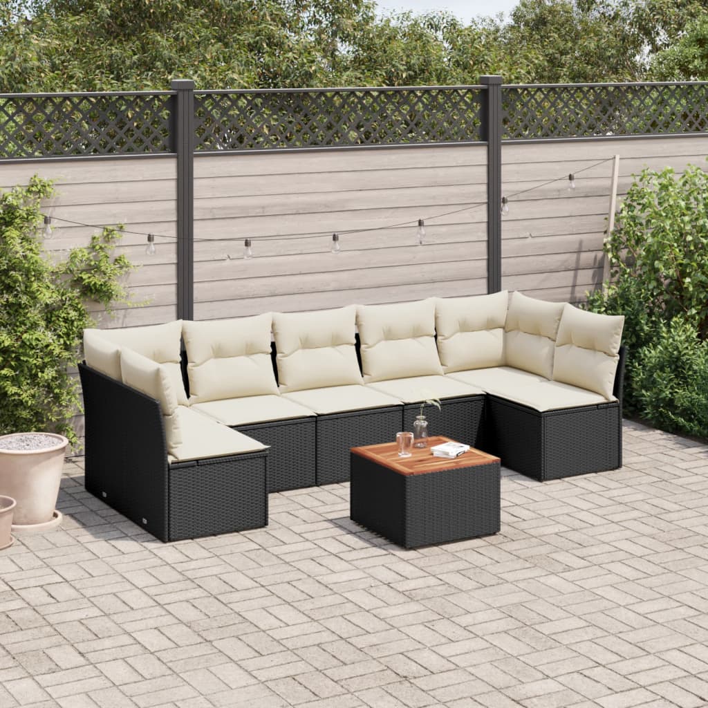 8-delige Loungeset met kussens poly rattan zwart is nu te koop bij PeponiXL, paradijselijk wonen!