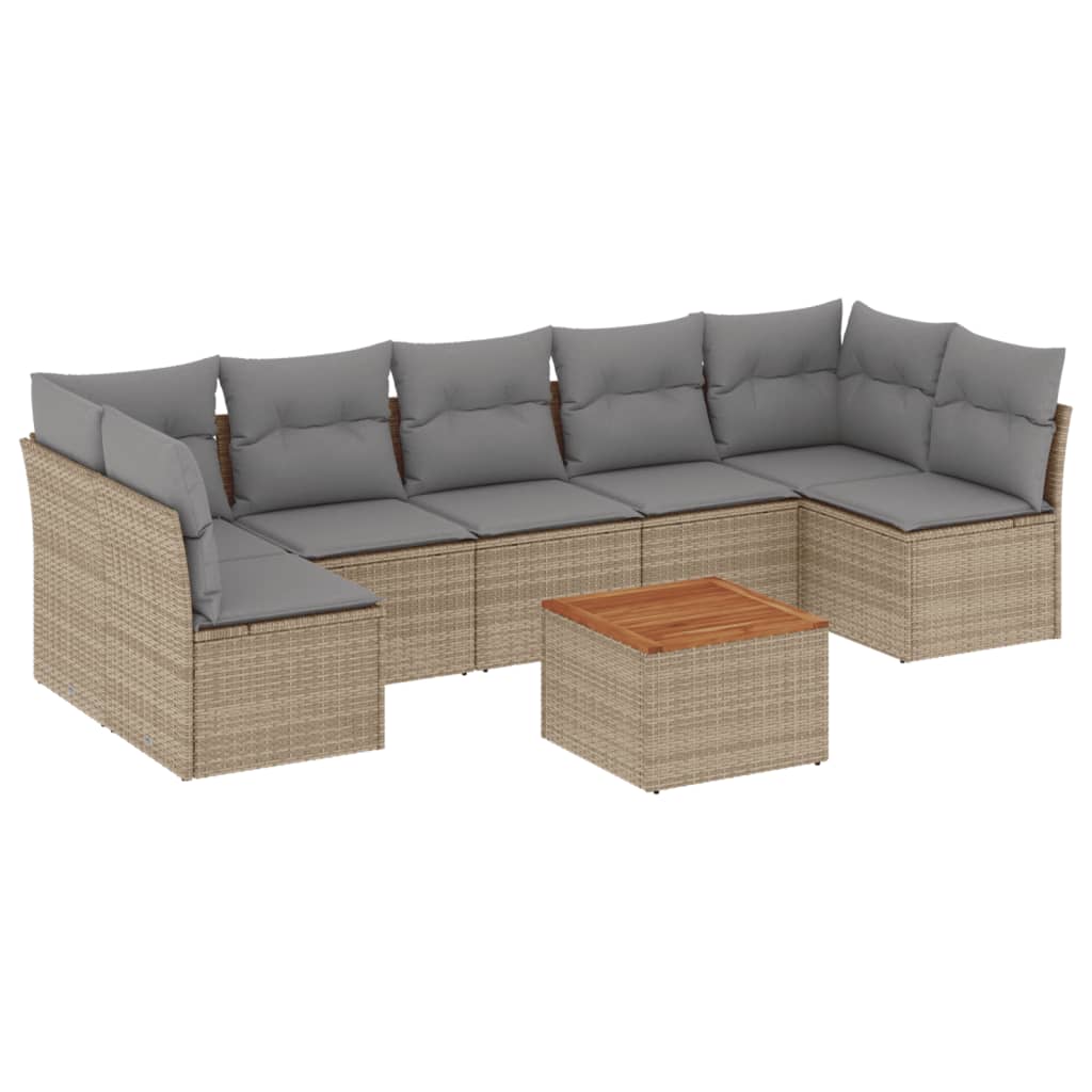 8-delige Loungeset met kussens poly rattan beige is nu te koop bij PeponiXL, paradijselijk wonen!