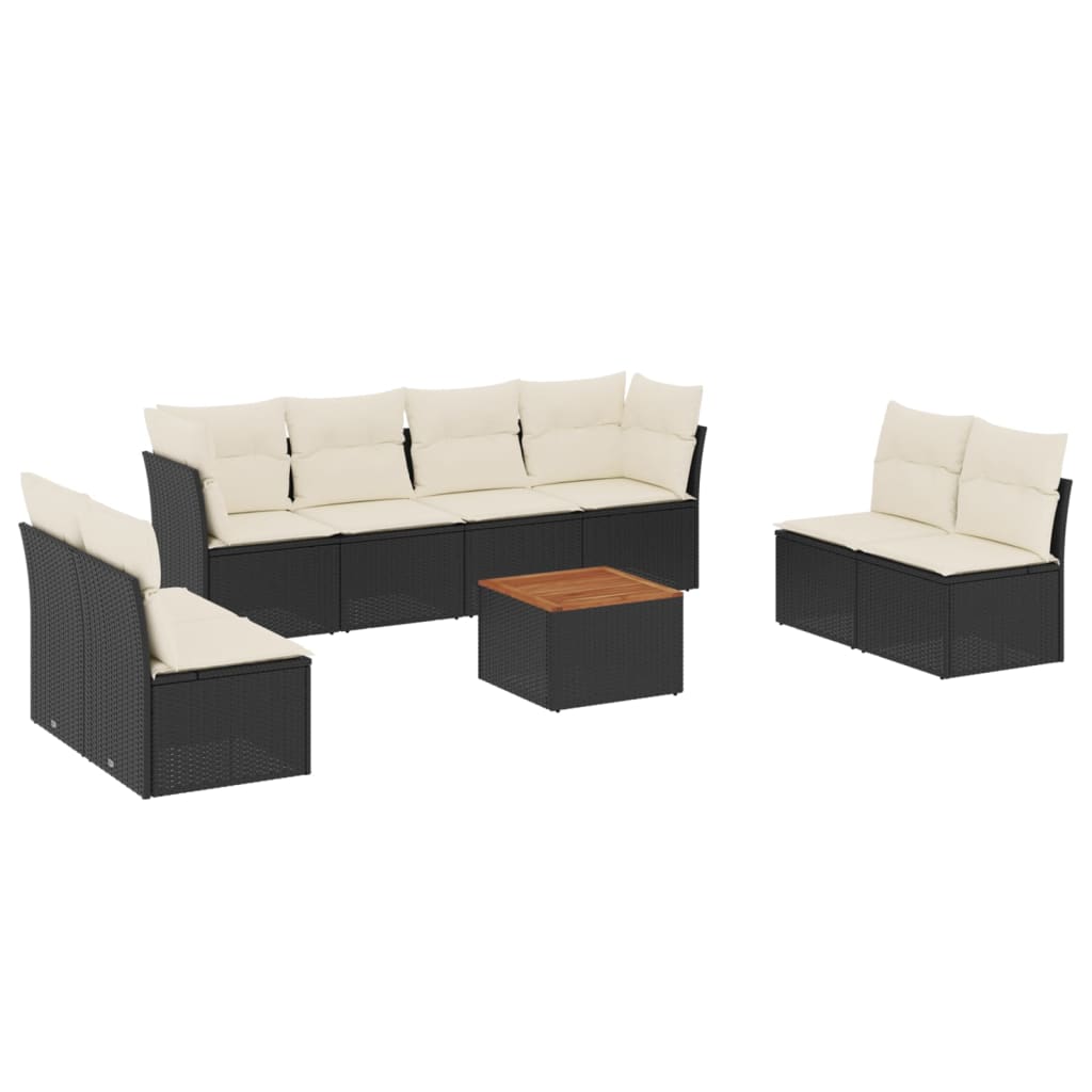 9-delige Loungeset met kussens poly rattan zwart is nu te koop bij PeponiXL, paradijselijk wonen!